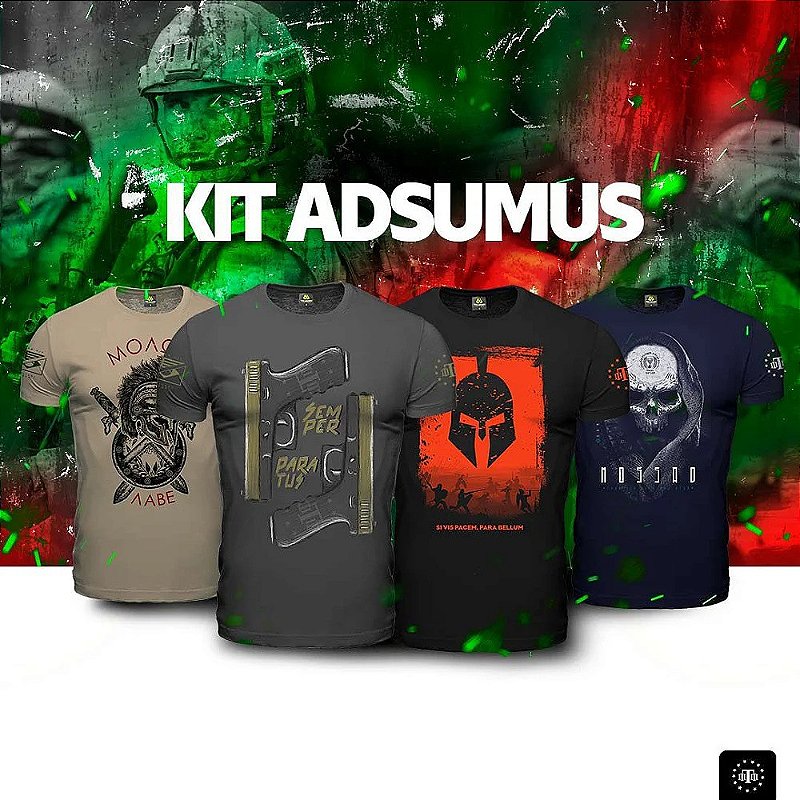 Kit 4 Camisetas Masculinas com Estampa Adsumus Team Six