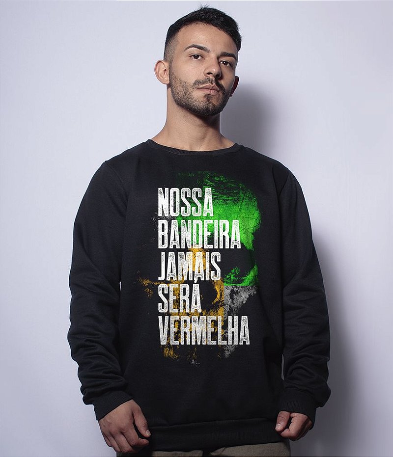 Casaco Básico de Moletom Nossa Bandeira Jamais Será Vermelha Team Six Brasil