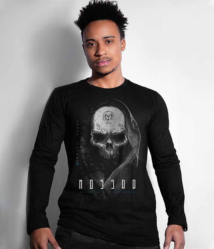 Camiseta Manga Longa Mossad Serviço Secreto Israelense Masculina Team Six Brasil