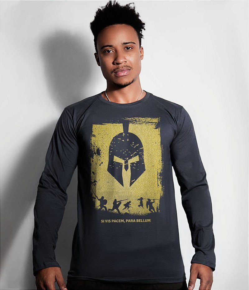 Camiseta Manga Longa Si vis Pacem Para Bellum Gold Line Masculina Team Six Brasil