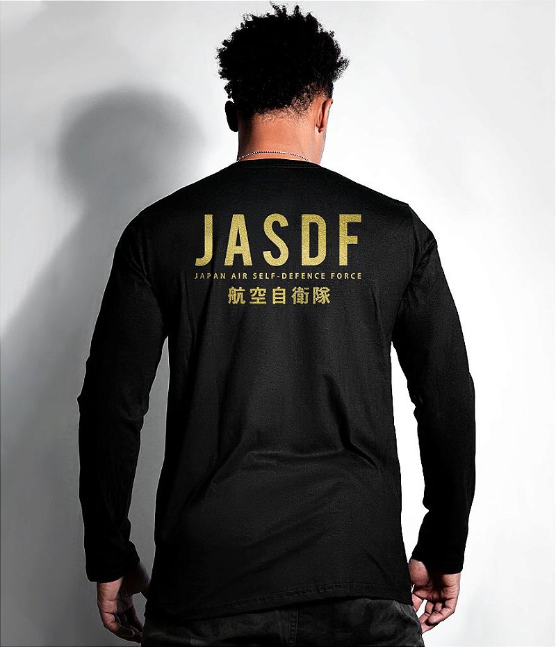 Camiseta Manga Longa JASDF Japan Air Self-Defence Force Gold Line Masculina Team Six Brasil