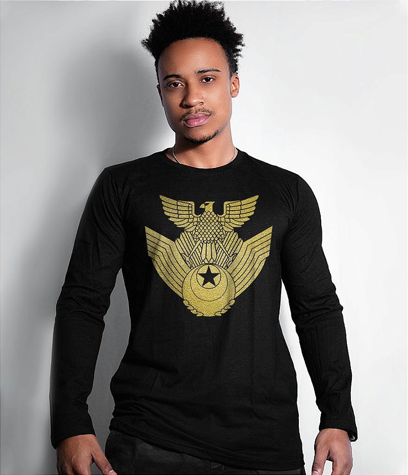 Camiseta Manga Longa JASDF Japan Air Self-Defence Force Gold Line Masculina Team Six Brasil