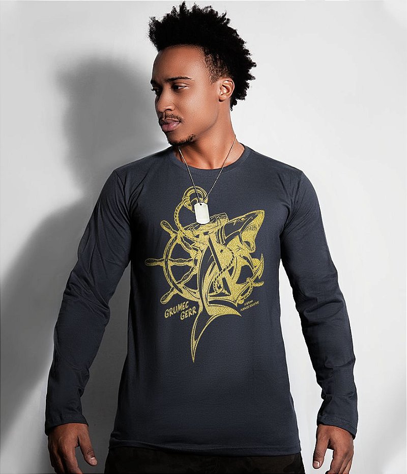 Camiseta Masculina Grumec Gola Manga Longa Gold Line Masculina Team Six Brasil