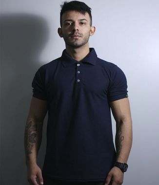 Camiseta Gola Polo Masculina Lisa Azul Team Six Brasil