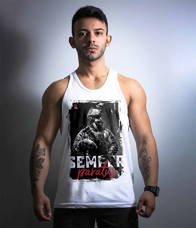 Camiseta Regata GUFZ6 White Semper Paratus Masculina Team Six Brasil