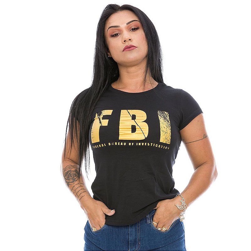 Camiseta Baby Look Feminina FBI Gold Line Team Six Brasil