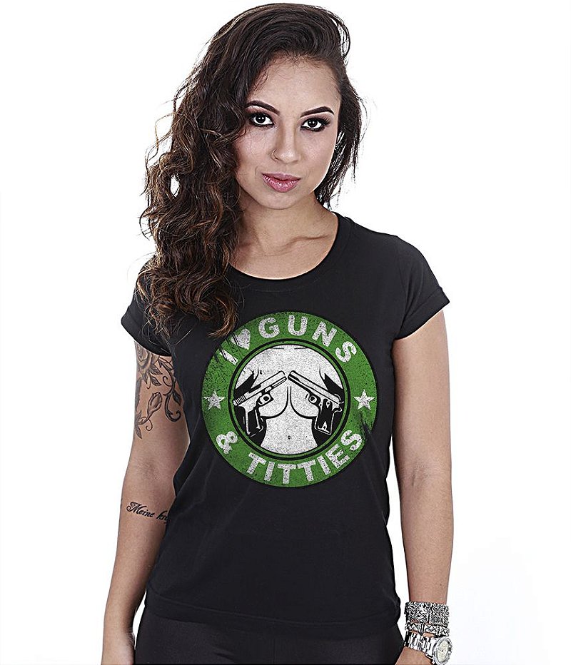 Camiseta Baby Look Feminina I Love Guns And Titties Team Six Brasil