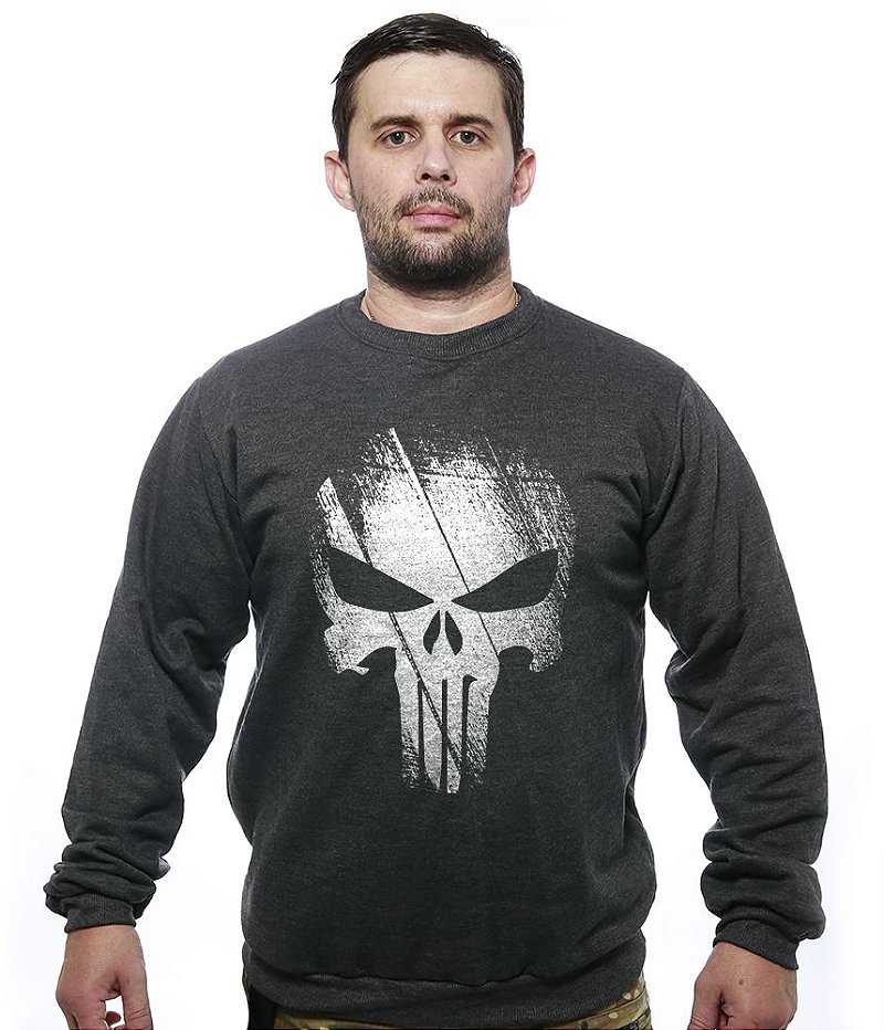 Casaco Básico de Moletom Mescla The Punisher Team Six Brasil