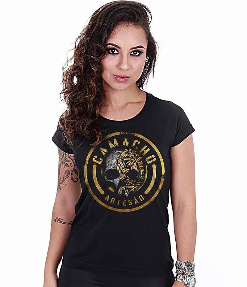 Camiseta Baby Look Feminina Squad T6 Camacho Artesão Skull Ammunition Team Six Brasil