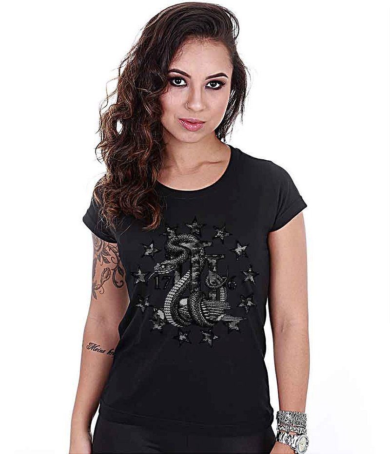Camiseta Baby Look Feminina Squad T6 Magnata Join Or Die Three Percent Team Six Brasil