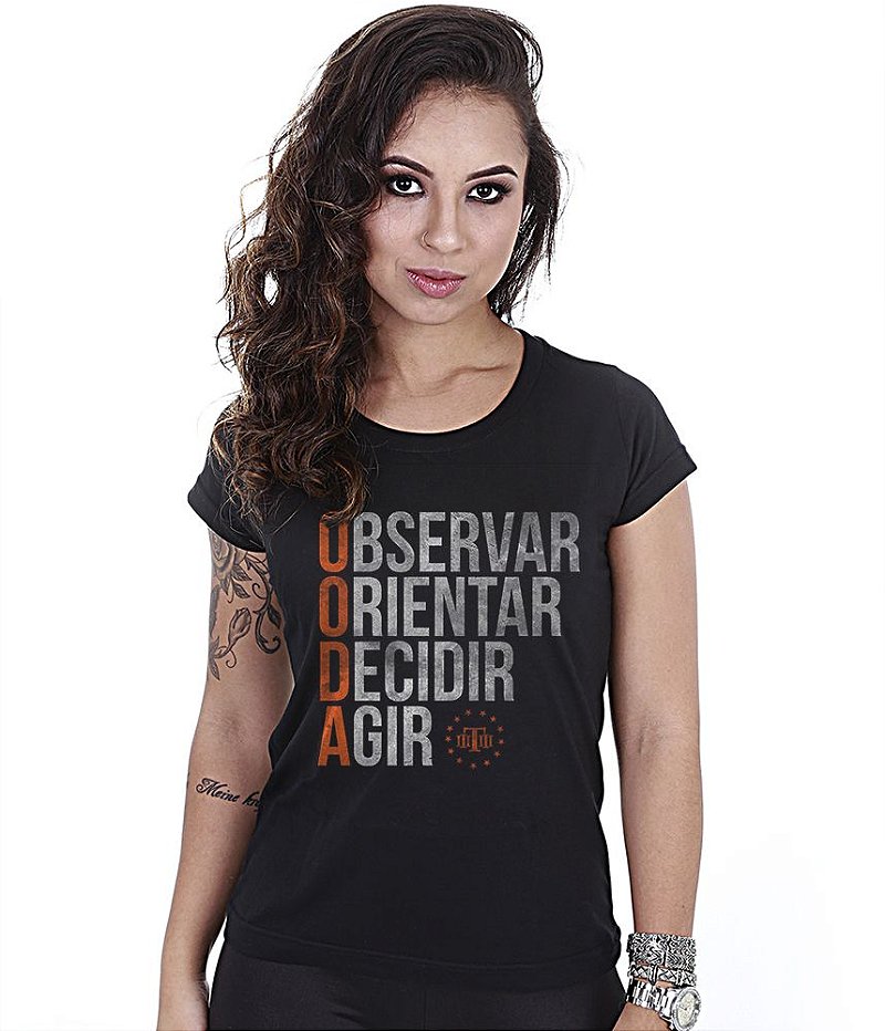Camiseta Militar Baby Look Feminina Ciclo Ooda Observar Orientar Decidir Agir Team Six