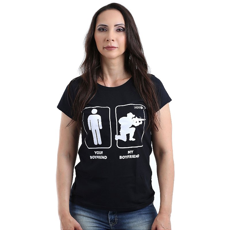 Camiseta Baby Look Feminina Lador My Boyfriend Team Six Brasil