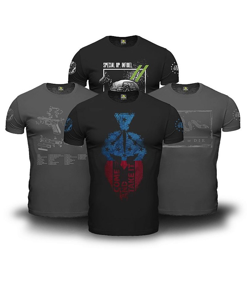 Kit 4 Camisetas Masculinas Come And Take It Magnata 556 Team Six