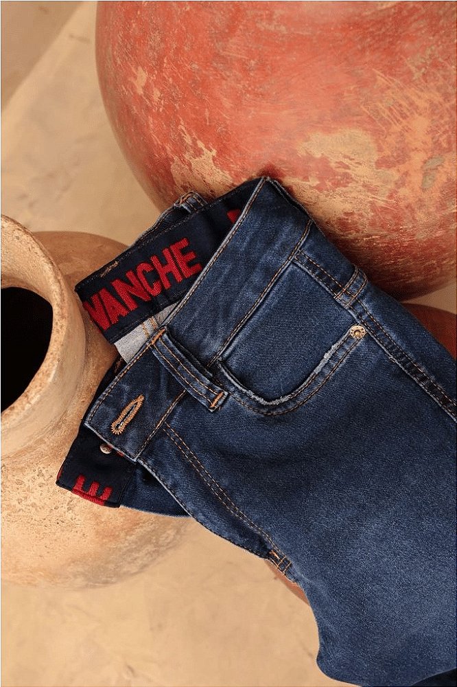 Calça Jeans Skinny Com Elástico Personalizado Revanche
