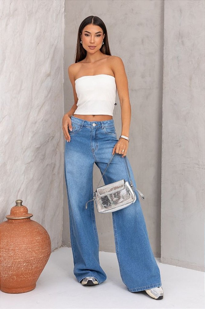 Calça Jeans Pantalona Feminino Revanche