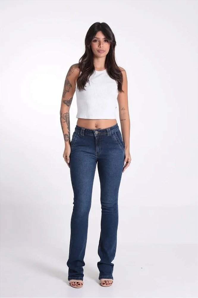 Calça Jeans Flare Bolso Faca Feminino Revanche