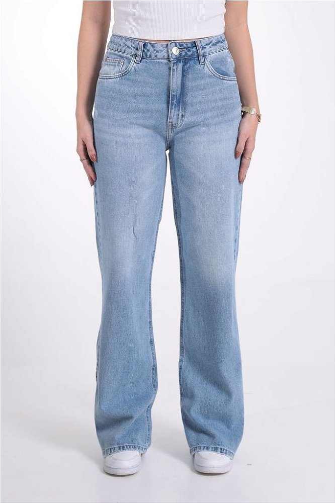 Calça Jeans Wide Leg Com Abertura Feminina Revanche