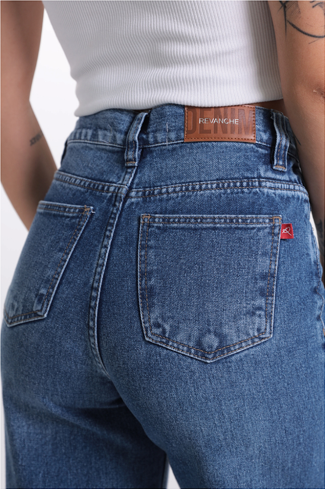 Calça Wide Leg Jeans Cós Transpassado Revanche