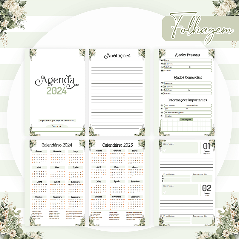 AGENDA ALFABETO FOLHAGEM