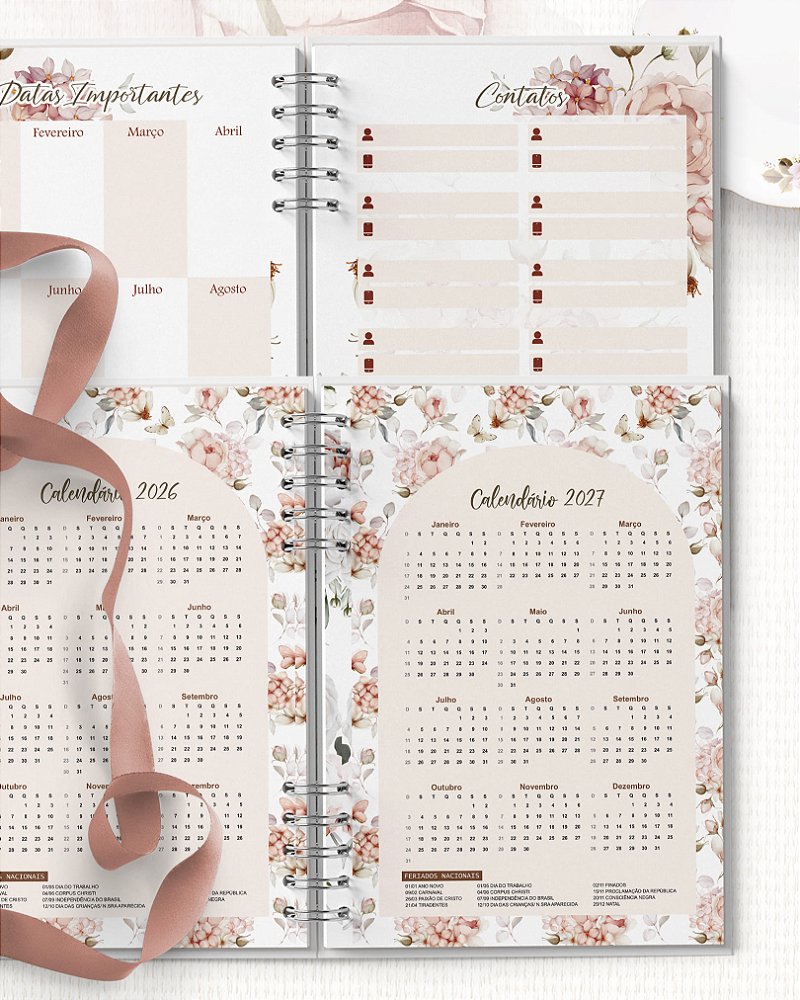 Agenda Floral Refúgio - 2026- Páginas Decoradas