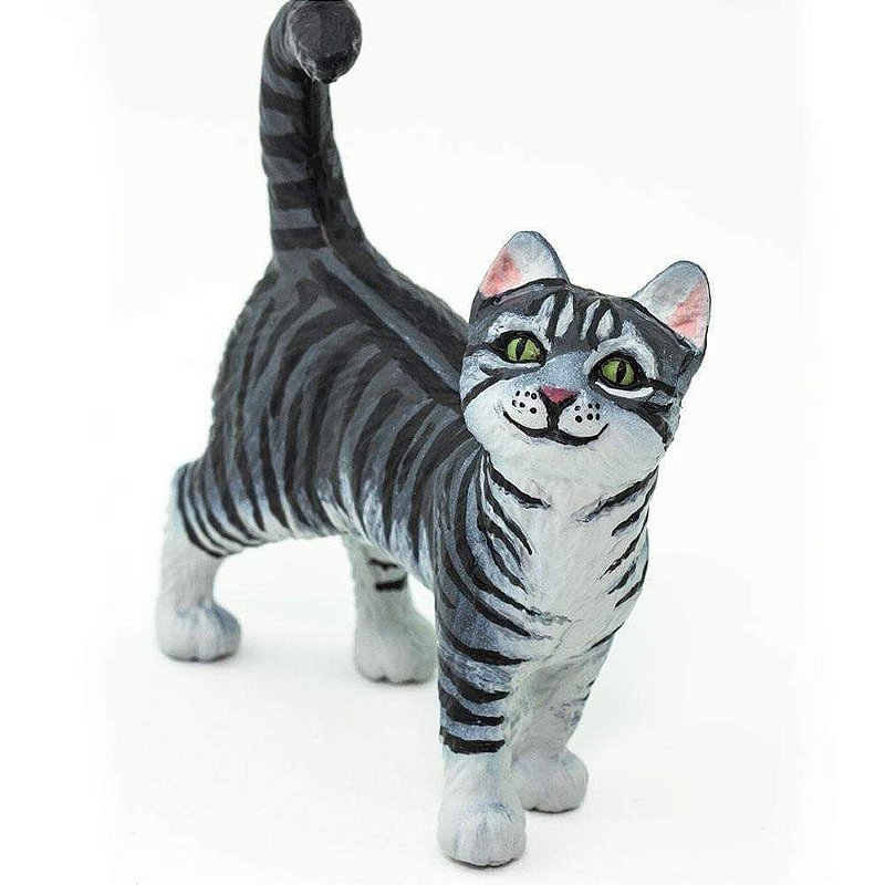 Figura Gato Malhado Cinza Safari Ltd.