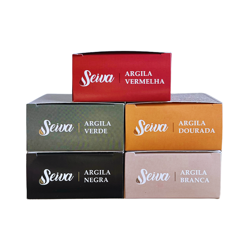 Combo Sabonetes de Argila - Branca, Dourada, Negra, Verde e Vermelha