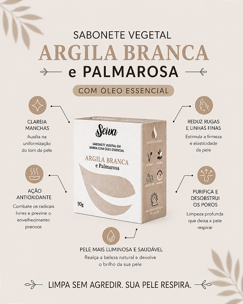 Combo Sabonetes de Argila - Branca, Dourada, Negra, Verde e Vermelha