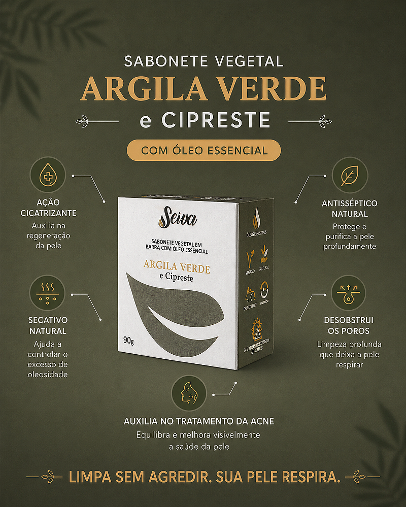 Sabonete de Argila Verde e Cipreste