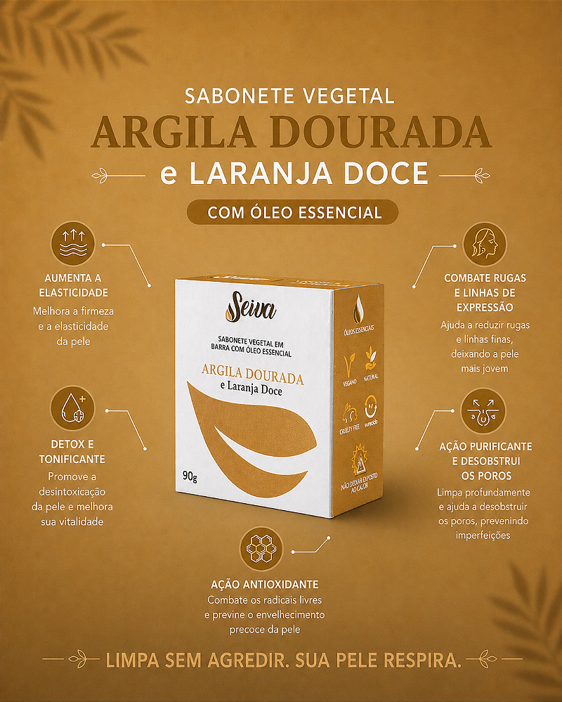 Sabonete de Argila Dourada e Laranja Doce
