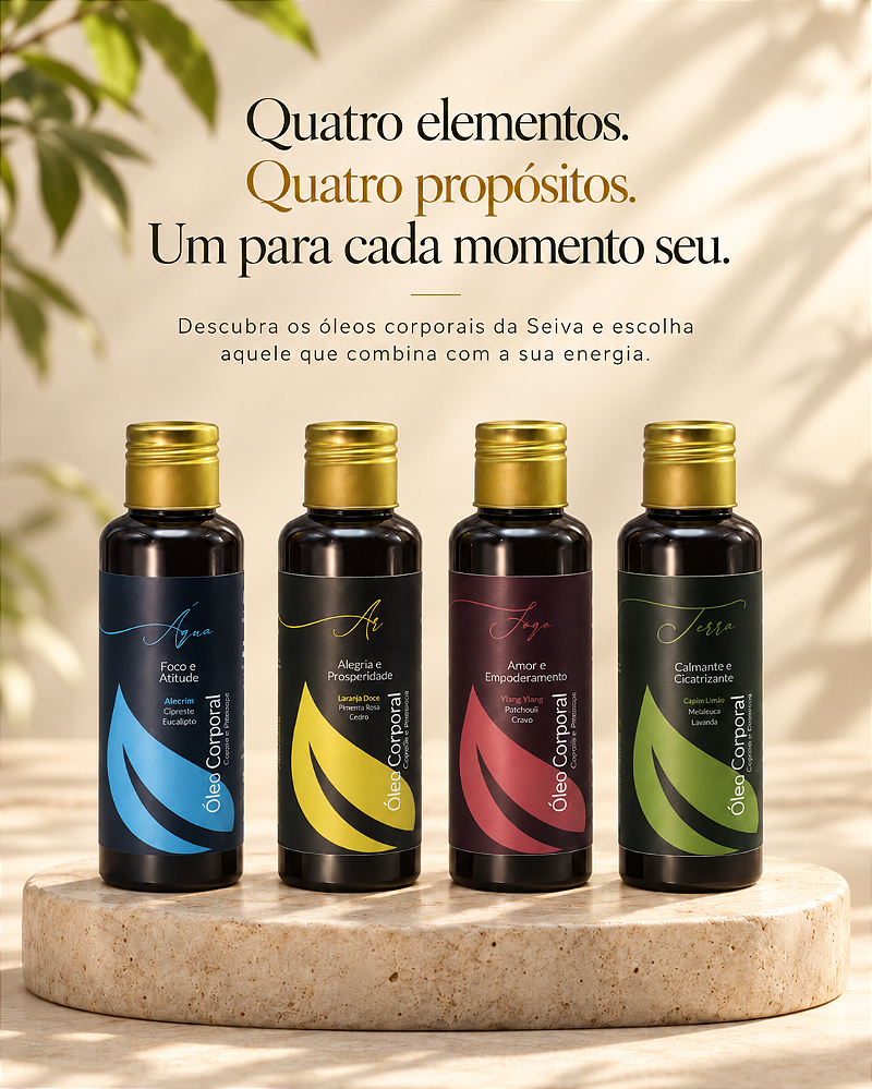 Combo Óleos Corporais - Água, Fogo, Ar e Terra