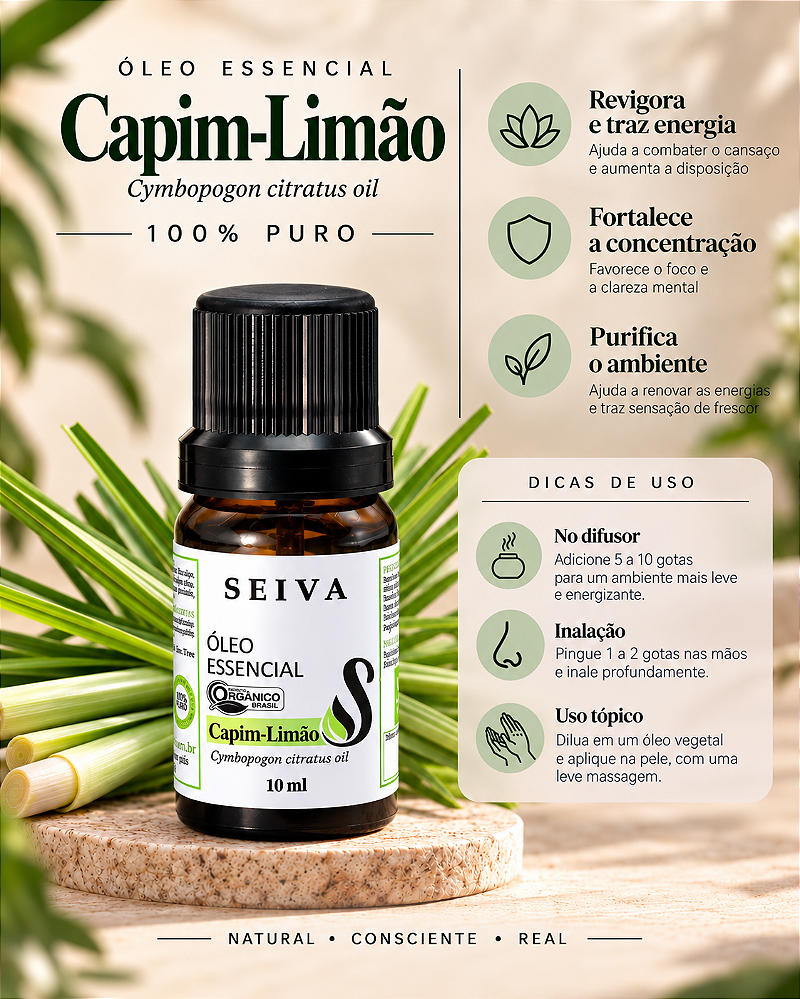 Óleo Essencial de Capim Limão - 10ml