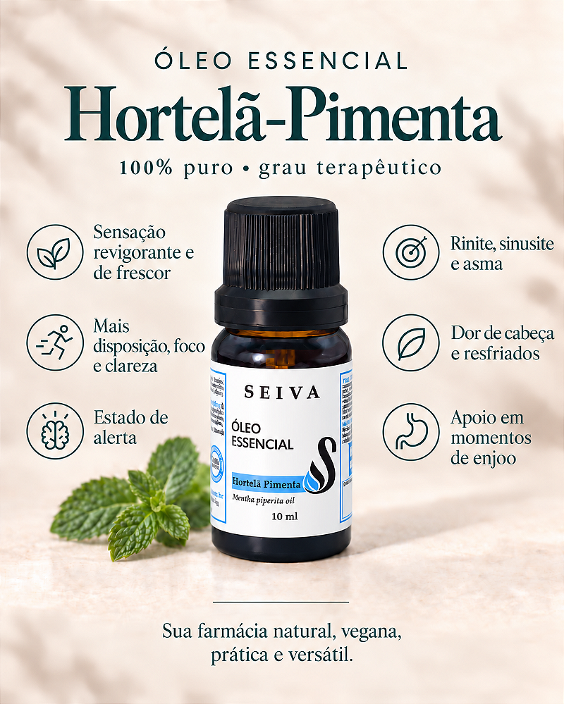 Combo Óleos Essenciais + Grátis Bolsinha de Crochê - OE Lavanda, Hortelã Pimenta, Alecrim, Capim Limão, Tea Tree e Eucalípto