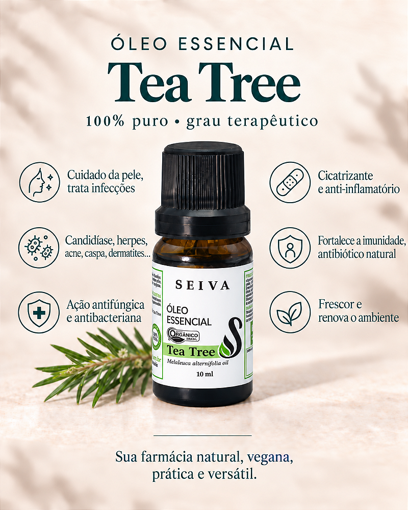 Combo Óleos Essenciais + Grátis Bolsinha de Crochê - OE Lavanda, Hortelã Pimenta, Alecrim, Capim Limão, Tea Tree e Eucalípto