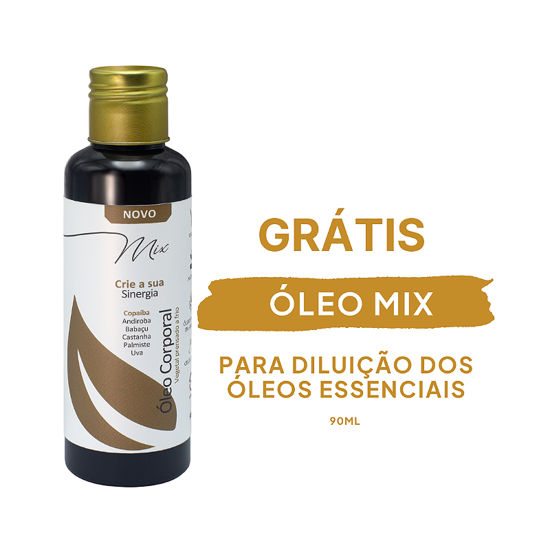 Combo Óleos Essenciais + Grátis Óleo Mix - OE Lavanda, Hortelã Pimenta, Alecrim, Capim Limão, Tea Tree e Eucalípto
