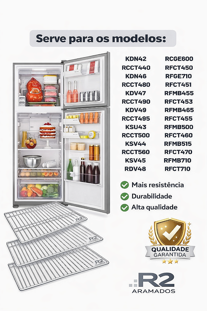 Grade de Geladeira Continental Copacabana 60 X 34 cm Aramada Modelos 440 460 470 480 490