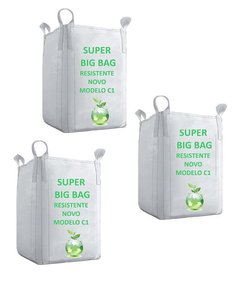3 Saco Big Bag Reforçado Reciclagem Entulho Jardinagem C1
