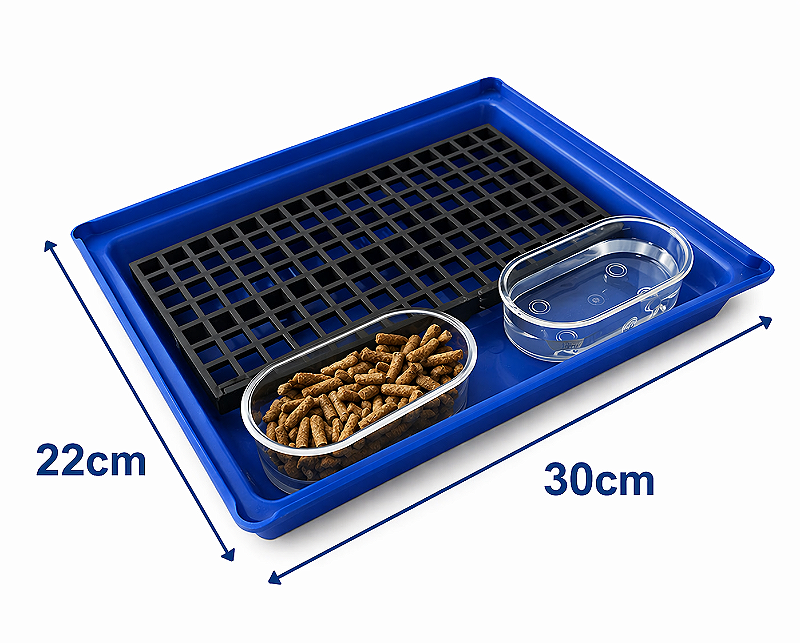 Bandeja Com Grade Banheiro Sanitário Para Porquinho da India Saniplus Junior Cor Azul Com 2 Banheira Oval