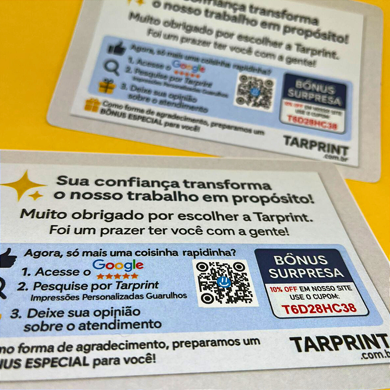 500 cartões personalizáveis em papel cartão – Impressão Colorida Frente e Verso