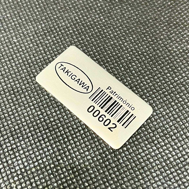 1000 Plaquinhas Patrimoniais de Alumínio Personalizadas – 4,5x1,5 cm com Adesivo Dupla Face