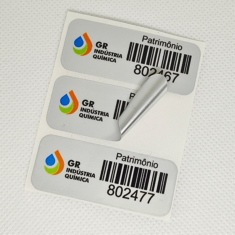 300 Etiquetas Poliéster Patrimonial 3x6 Cm Laminadas Prateado