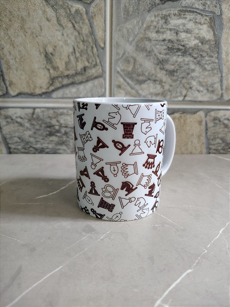 Caneca de  Porcelana Tema Xadrez