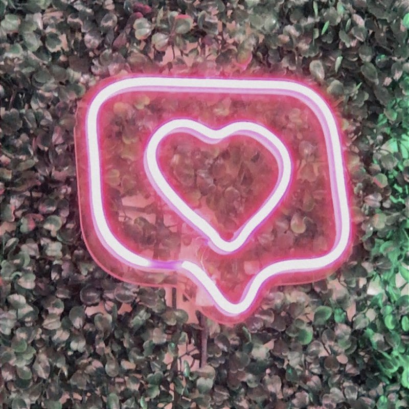 Letreiro Neon LED Botão Curtir em Acrílico (17x17cm) Rosa