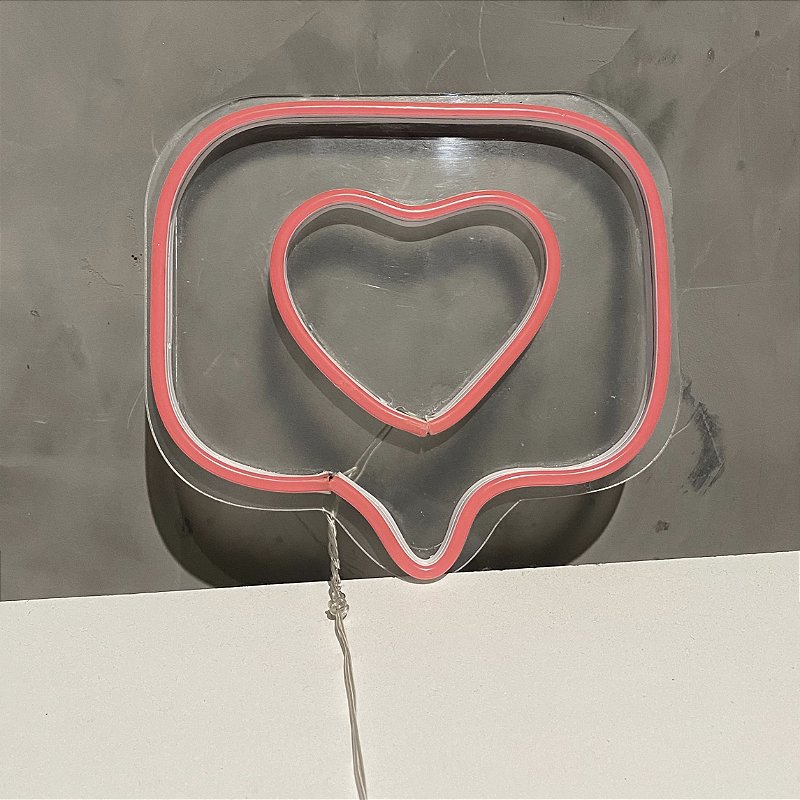 Letreiro Neon LED Botão Curtir em Acrílico (17x17cm) Rosa