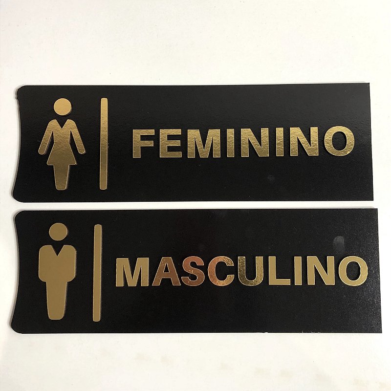 Placa de Sinalização de Banheiro Unissex (30x10cm) em MDF