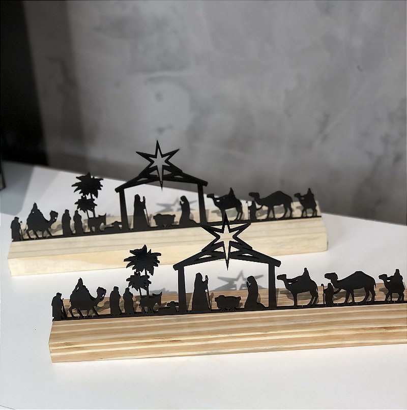 Presépio Nascimento de Jesus em MDF Colorido com Base de Pinus