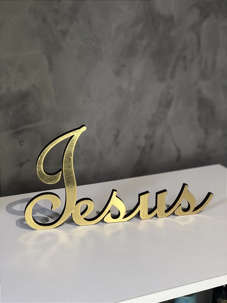 Palavra Jesus em MDF Espelhado 9mm (30x15cm) Decoração Cristã