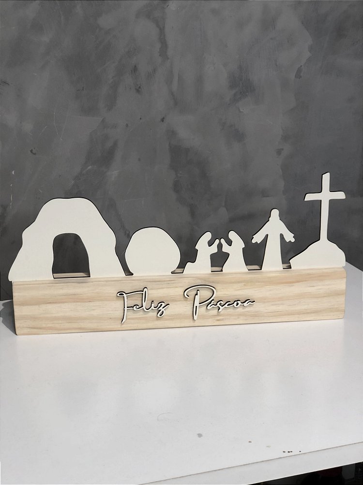 Cenário Ressurreição de Cristo em MDF Laminado Colorido Decoração de Páscoa