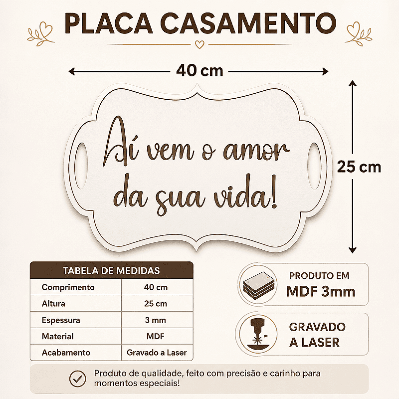 Placa Para Casamento Pajem Daminha Entrada Noiva E Noivo MDF Branco Luxo