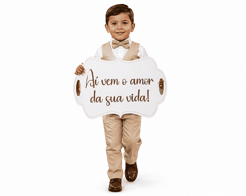 Placa Para Casamento Pajem Daminha Entrada Noiva E Noivo MDF Branco Luxo