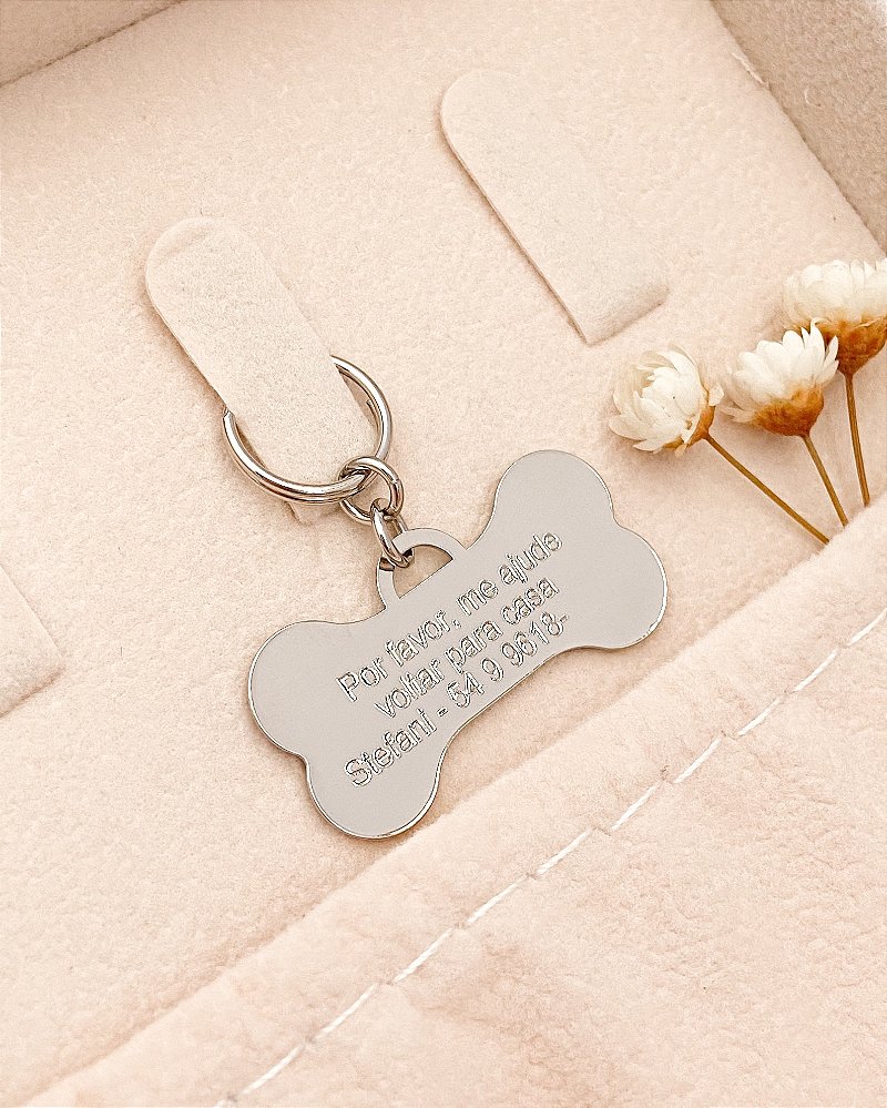 Pingente de Identificação Personalizado para Pet – Formato Osso